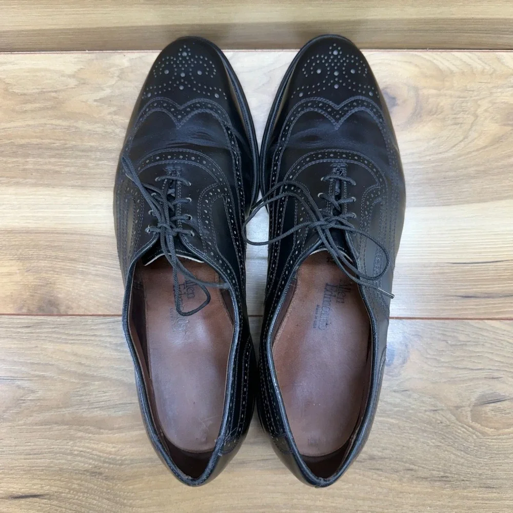 Allen Edmonds Townley Wingtip Oxfords Mens 10 D Black Leather Medallion Formal